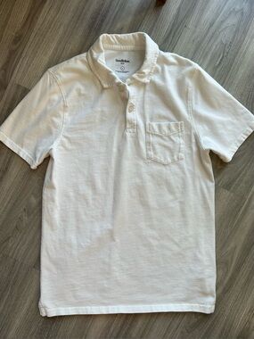 Goodfellow & Co Cream Short-Sleeve Polo with Chest Pocket (Small)